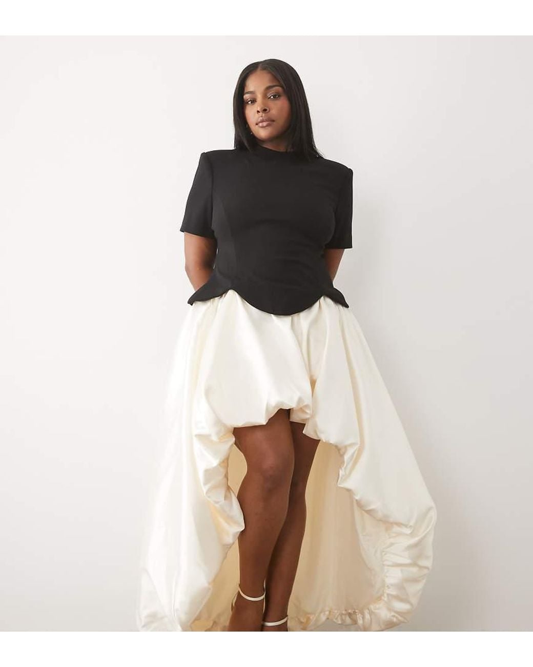 ASOS Black Curve Structured Bodice Bubble Hem Dress