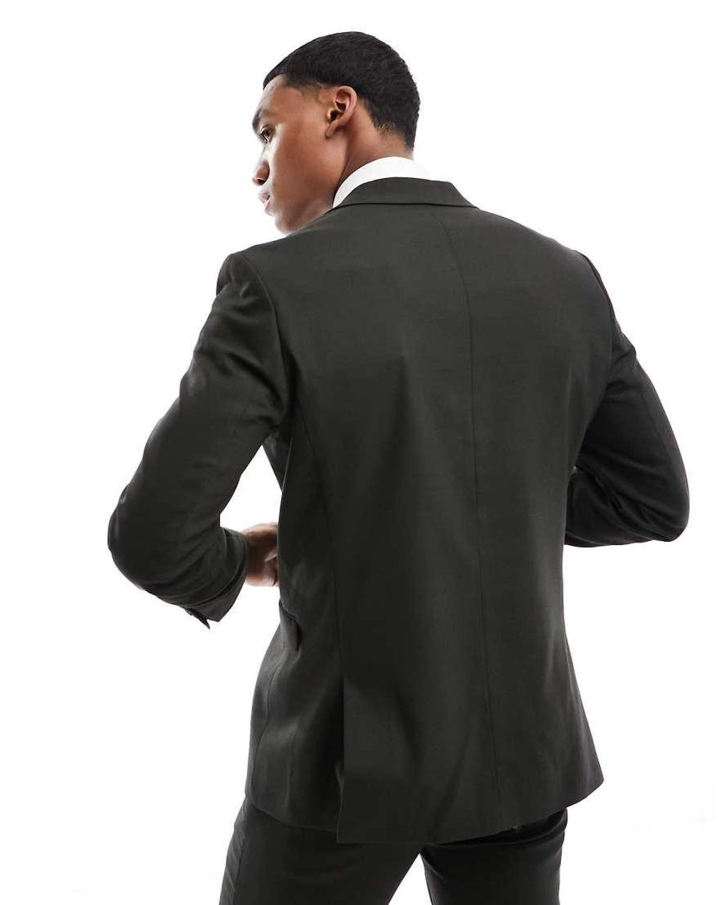 SELECTED Black Wool Blend Slim Fit Suit Jacket for men