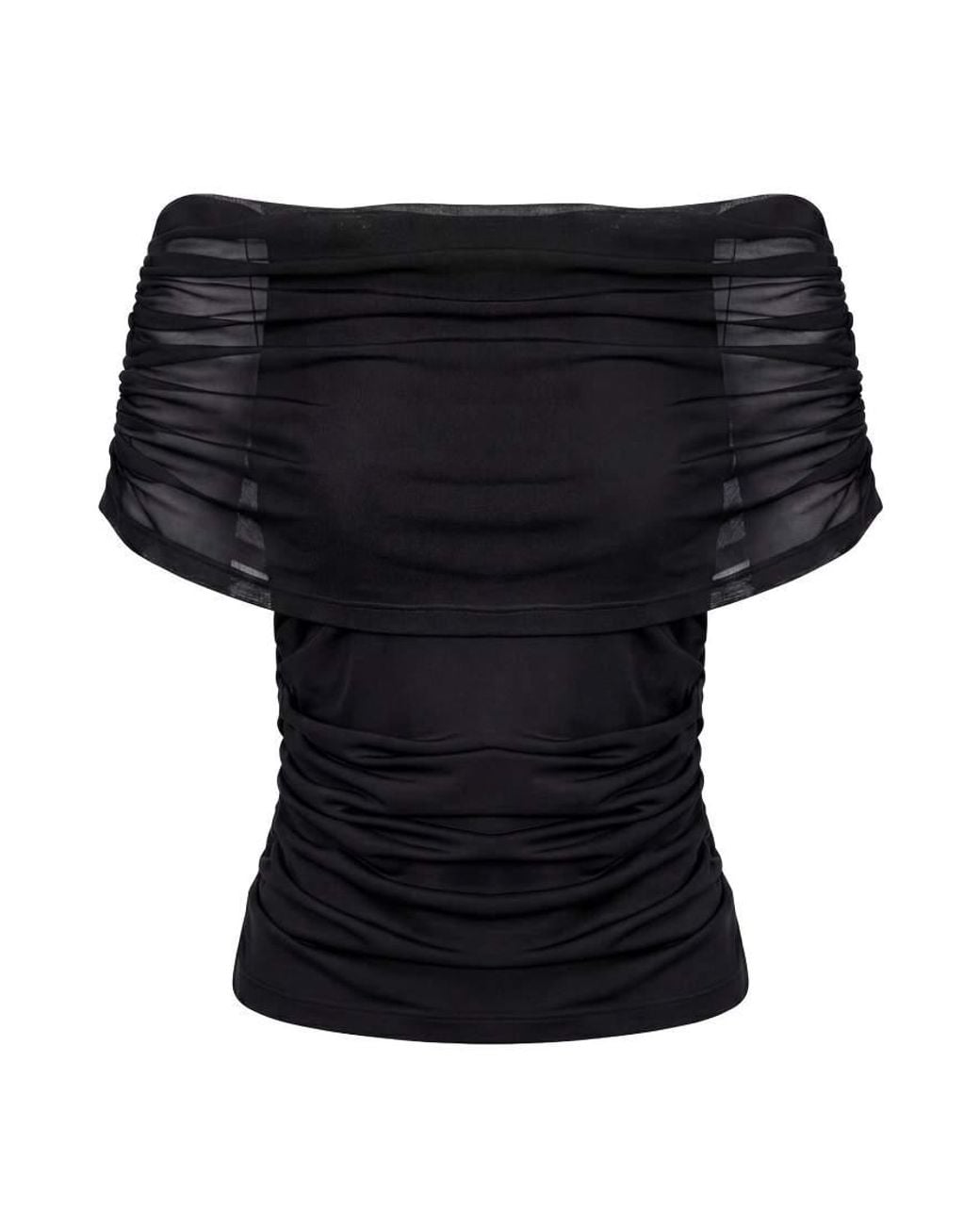 Object Black Dina Mesh Boat Neck Short Sleeve Top