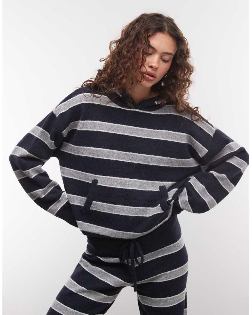 Collusion Blue Knitted Oversized Hoodie Co-ord