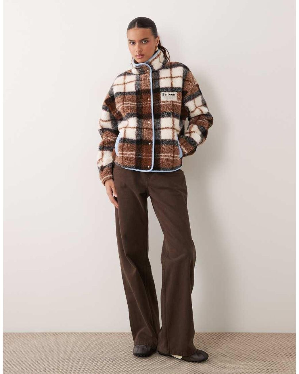 Barbour Brown X Asos Exclusive Tartan Printed Fleece