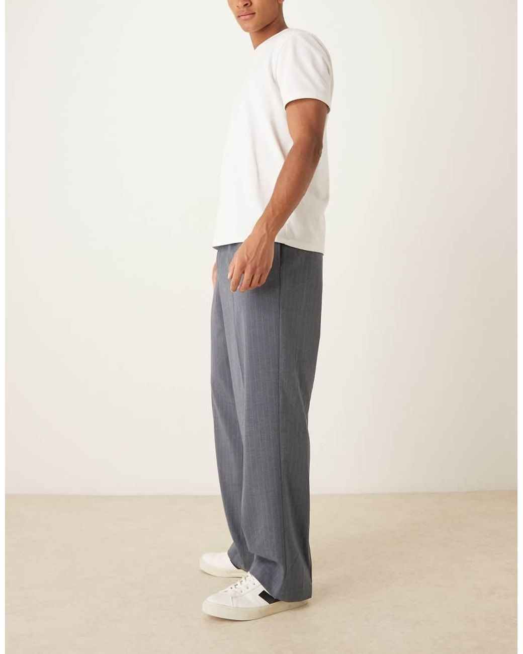 ASOS Blue Smart Wide Leg Flannel Trousers for men