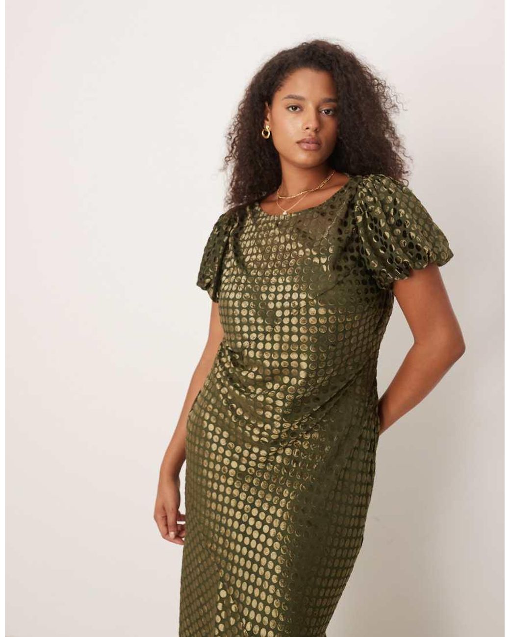 ASOS Green Asos Design Curve Scoop Neck Maxi Dress With Burnout Velvet