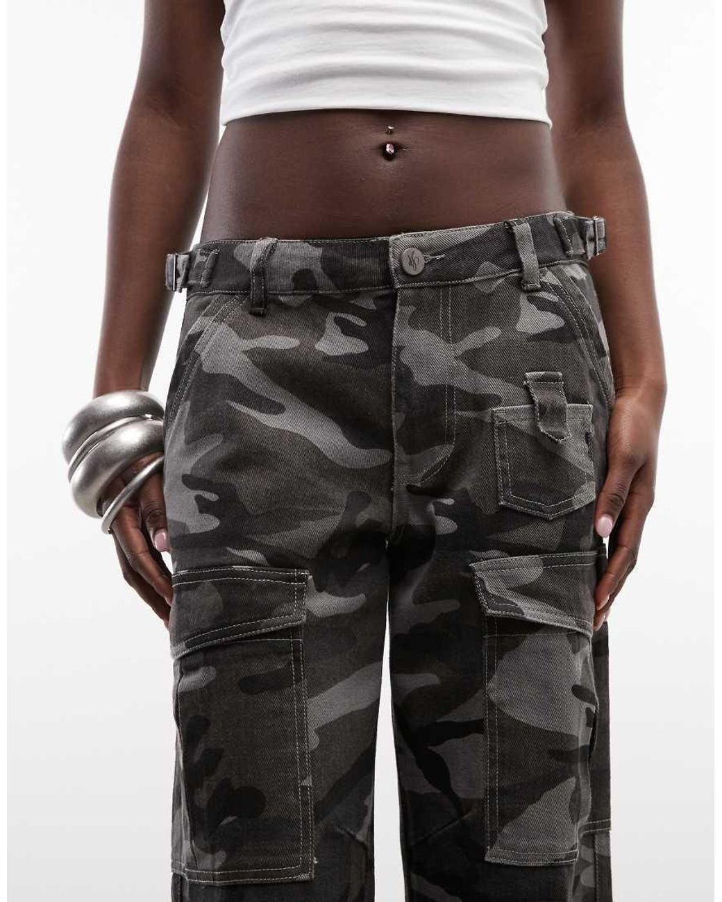 Liquor N Poker Black Low Rise Baggy Cargo Pants
