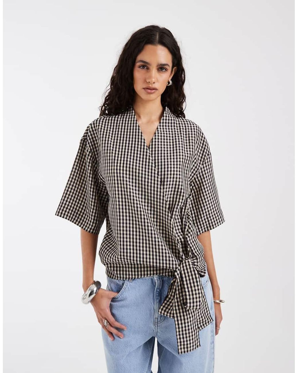& Other Stories Gray Wrap Top