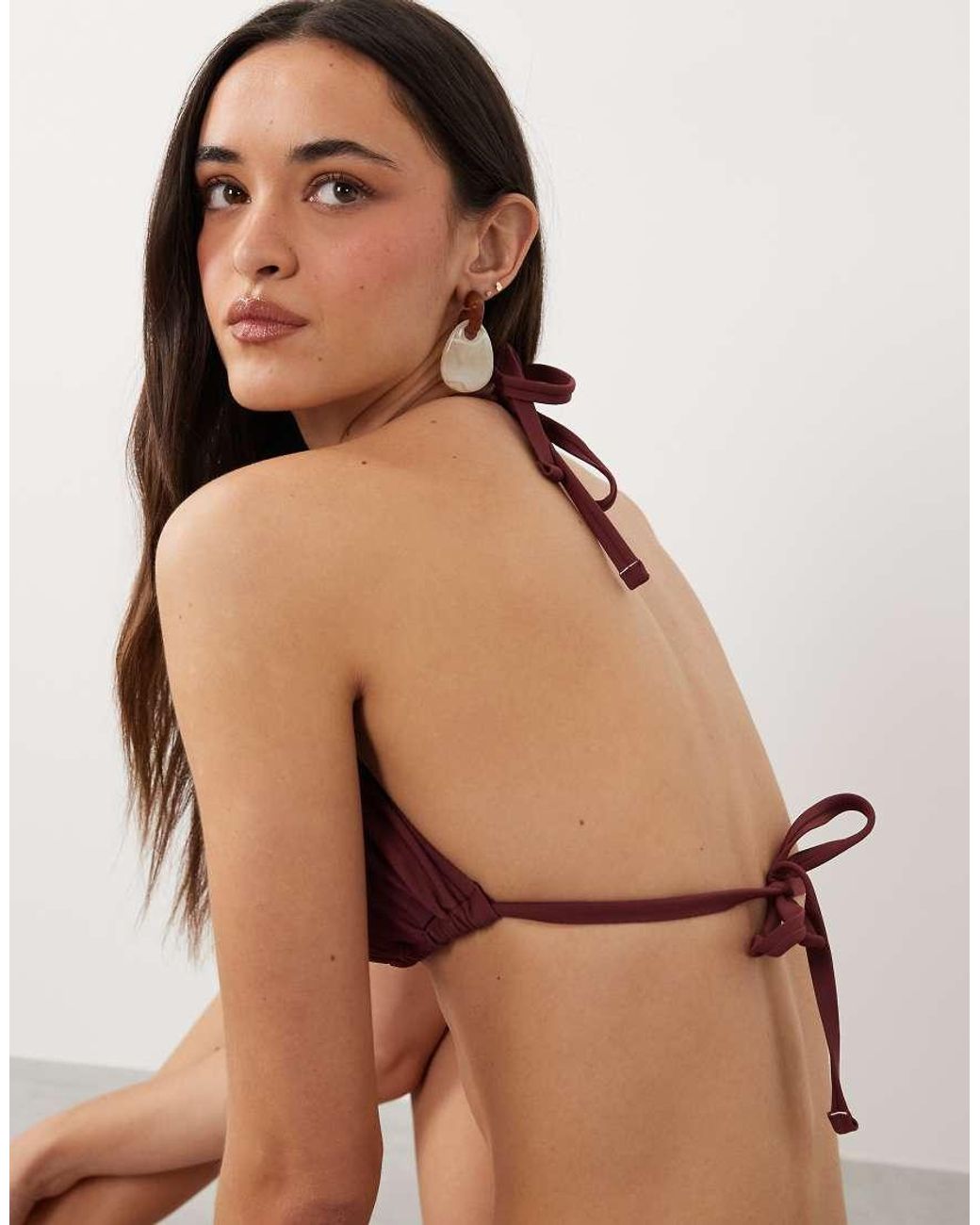 New Look Brown Sun Print Triangle Bikini Top