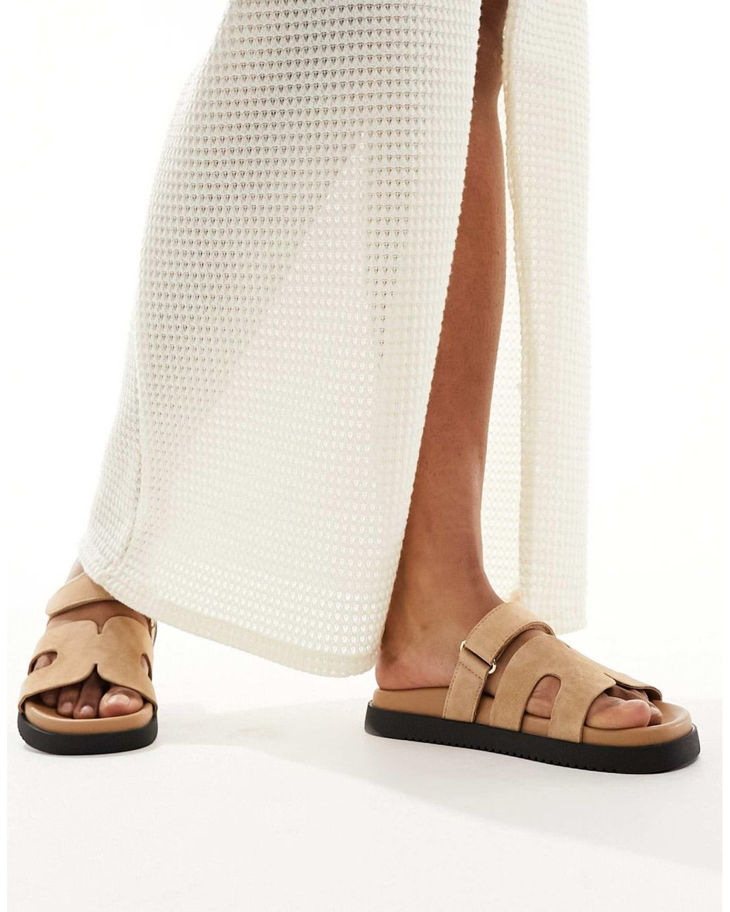 Steve Madden Natural Missile Suede Strap Sliders