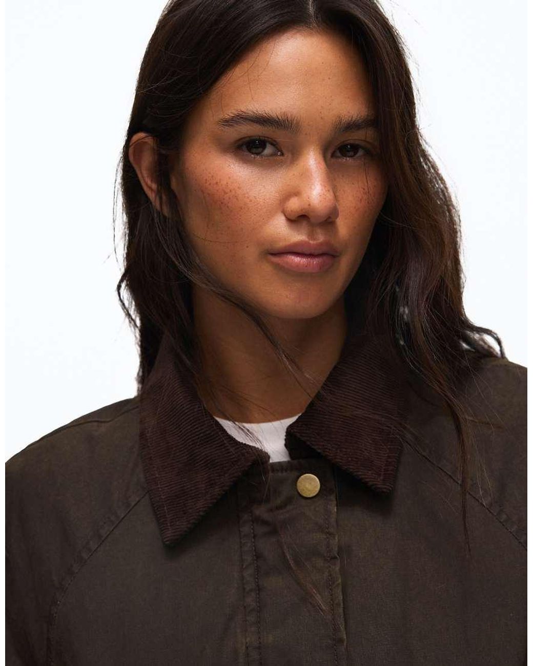 Bershka Blue Waxed Jacket With Contrast Collar