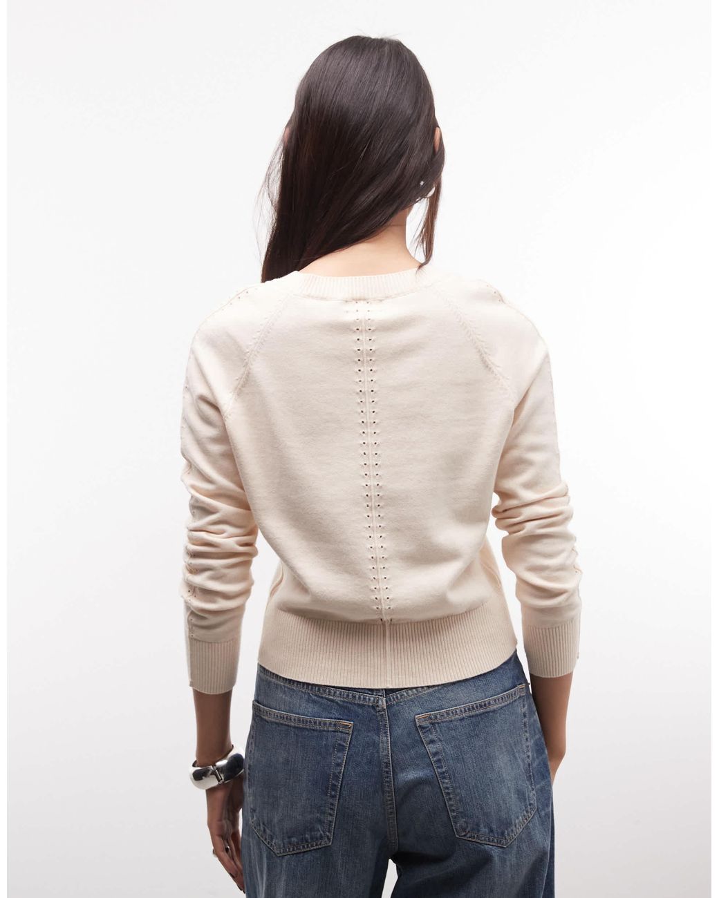 Monki White Strickpullover mit stichdetail und v-ausschnitt