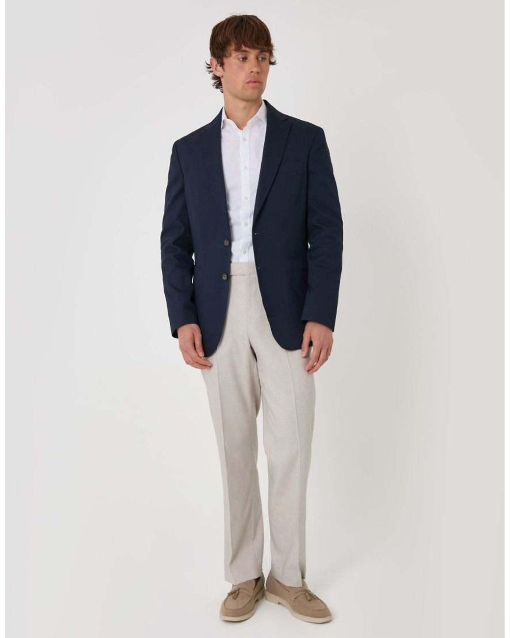 Threadbare Blue Regular Fit Cotton Blazer for men