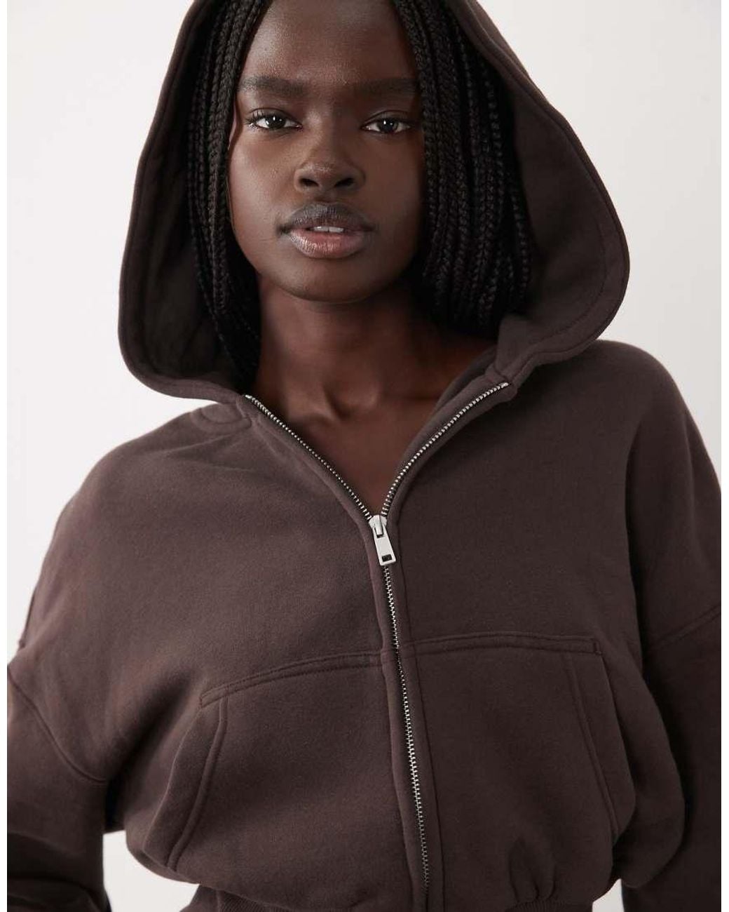 Cotton On Brown Oversized Zip Through Hoodie