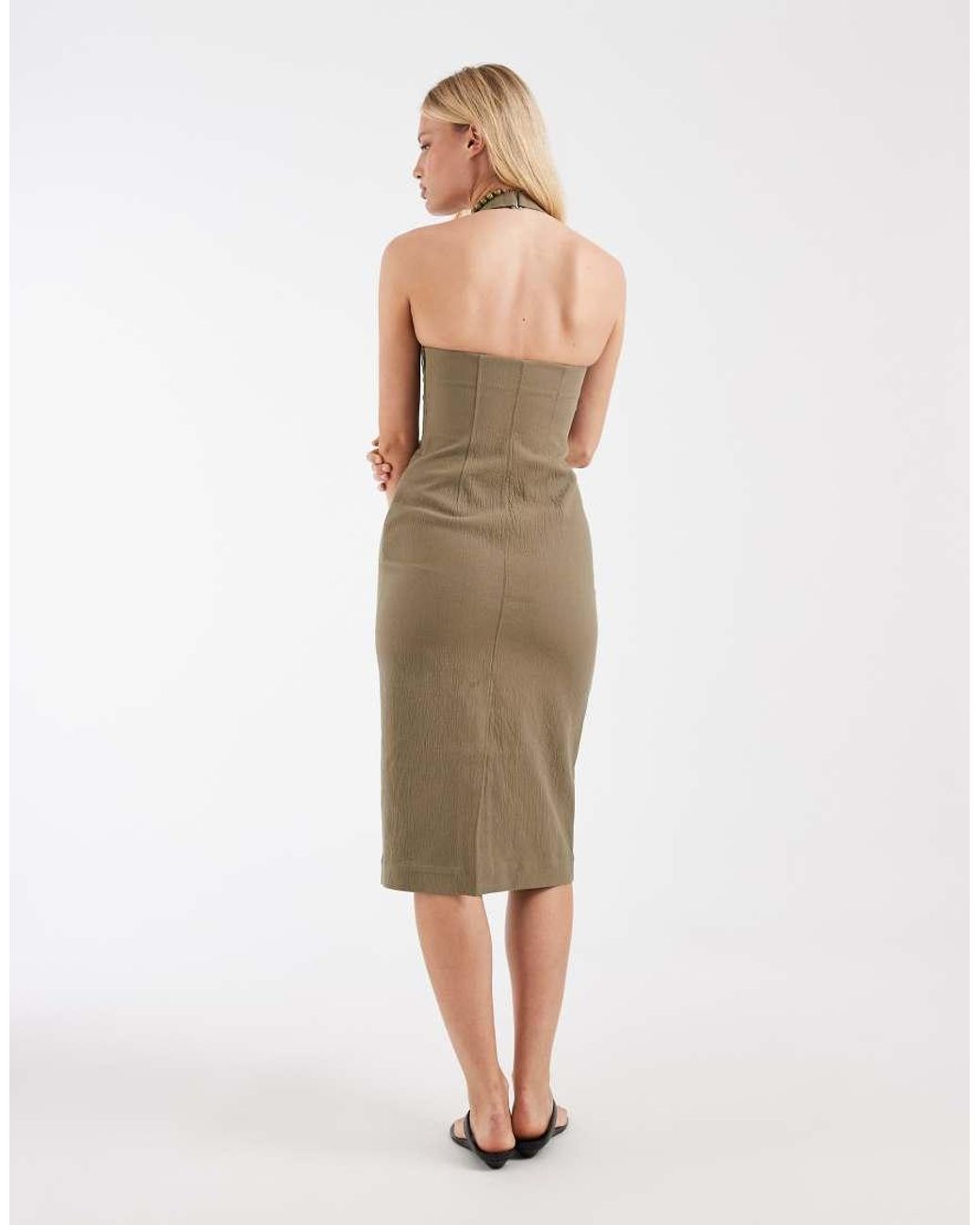 & Other Stories White Halter Neck Midi Dress