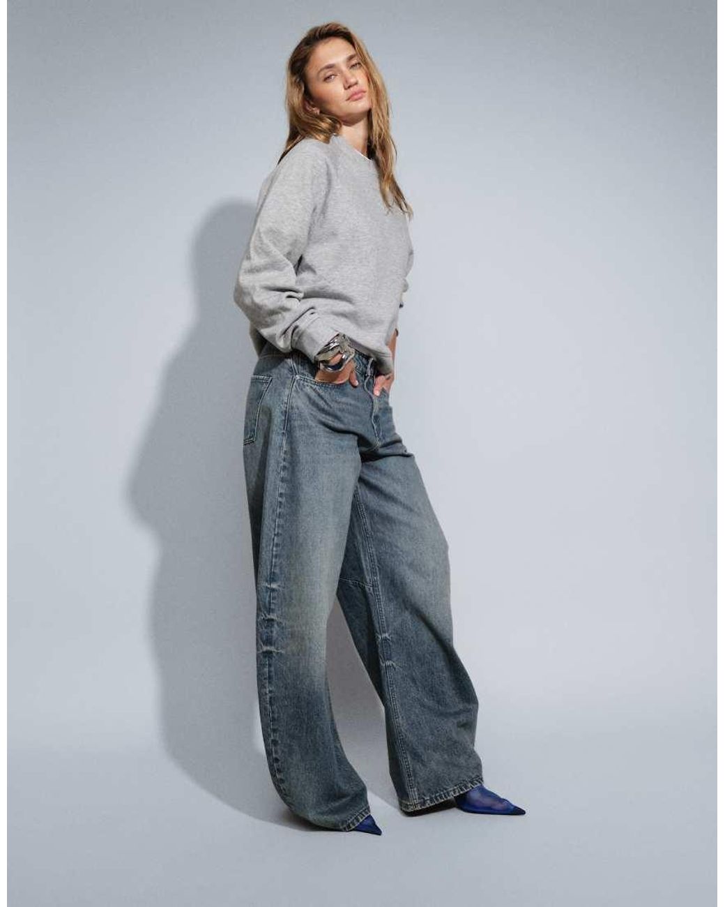 ASOS Blue Bow Barrel Leg Jean