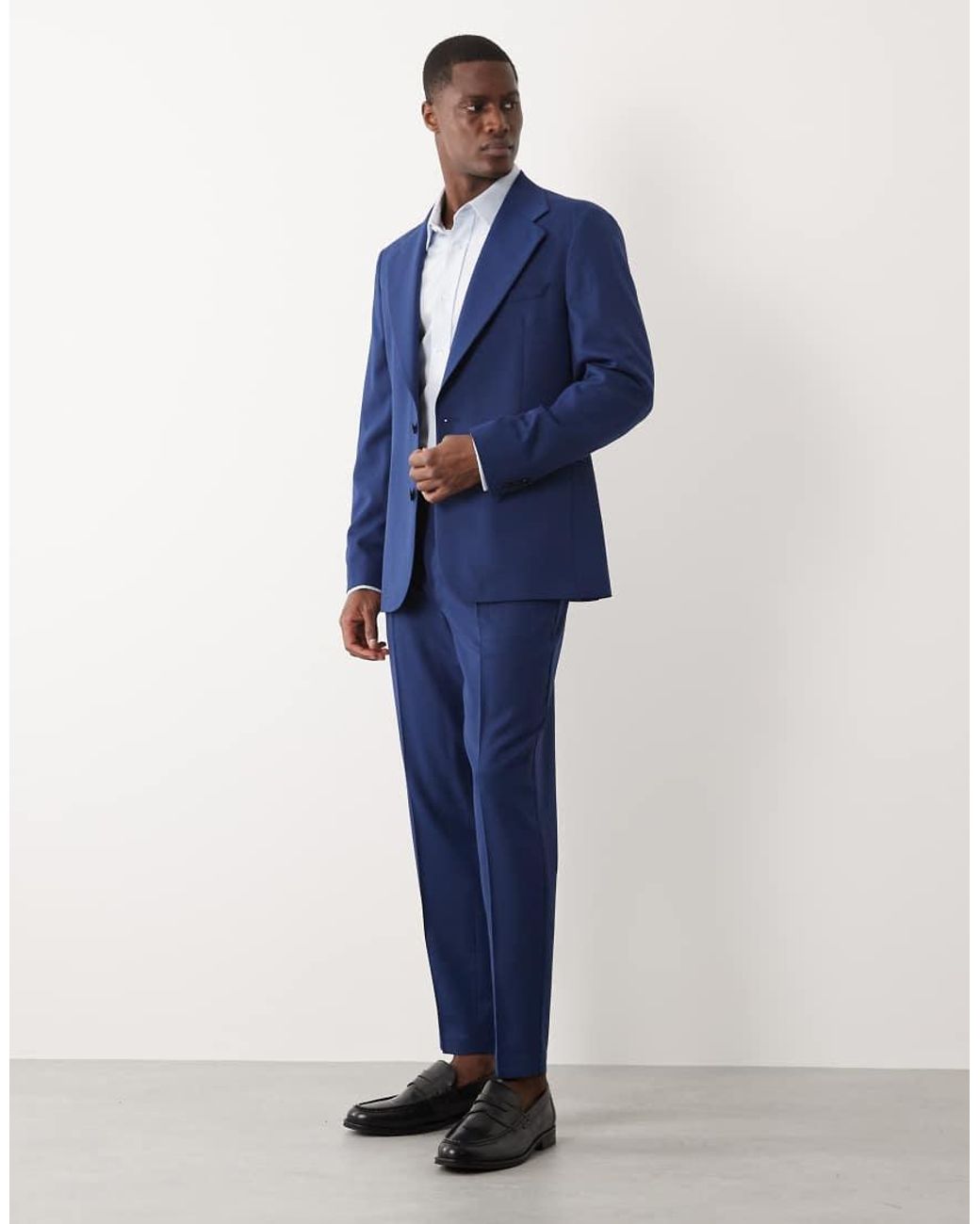 ASOS Blue 100% Summer Wool Slim Suit Jacket for men