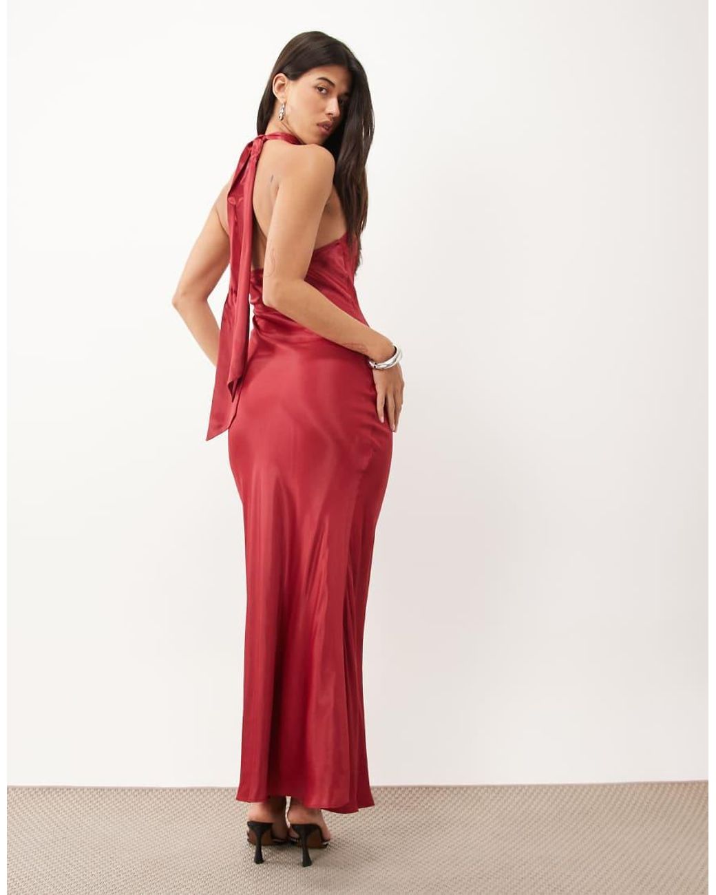 ASOS Red Mandarin Wrap Neck Maxi Dress