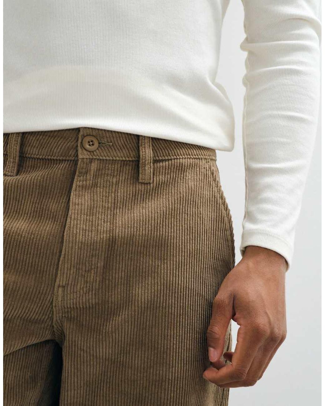ASOS Brown Straight Corduroy Trousers for men
