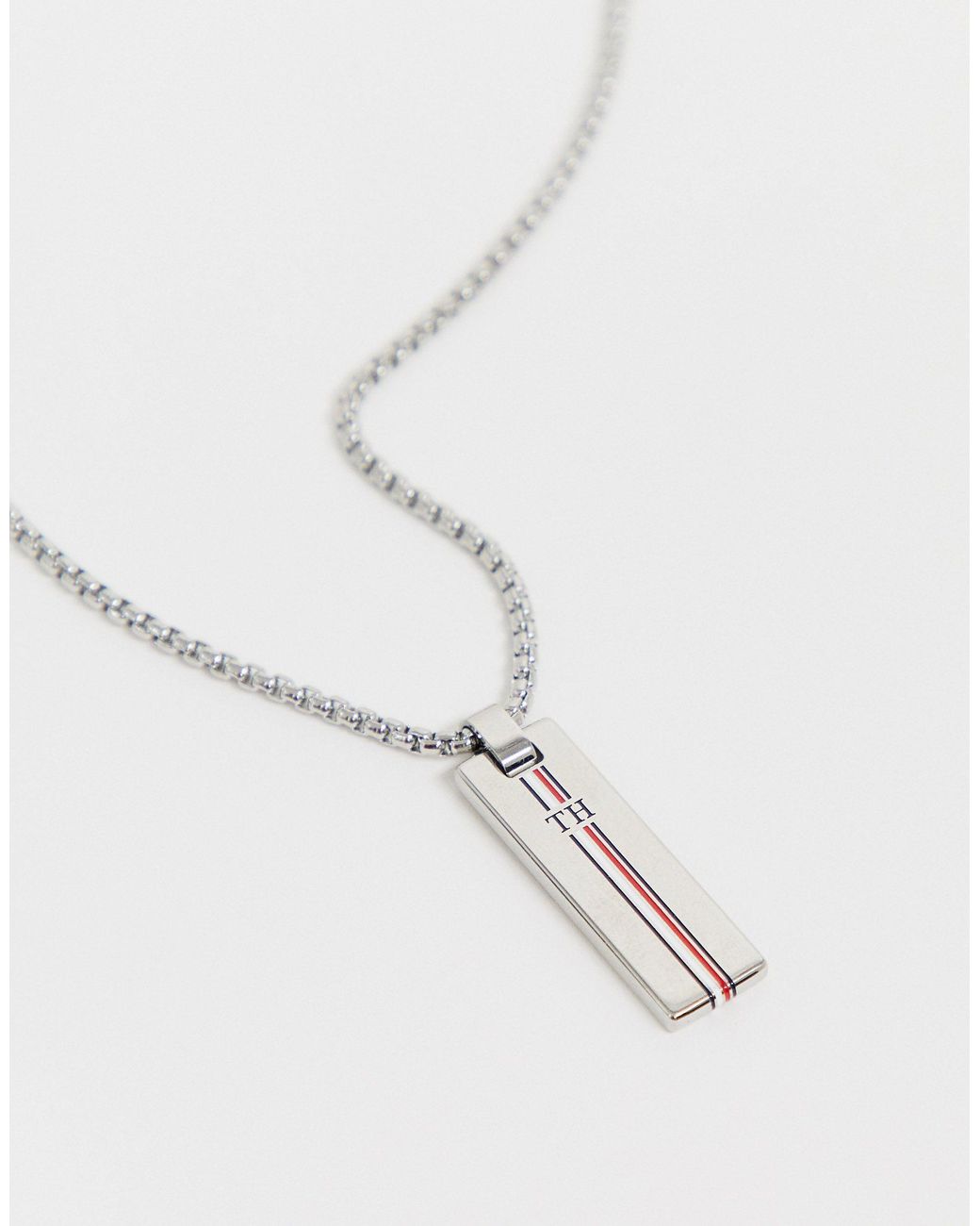 Tommy Hilfiger Neck Chain With Branded Pendant in Metallic for Men | Lyst
