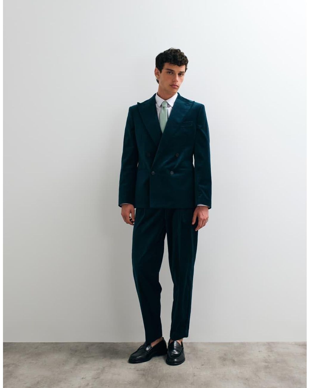 ASOS Blue Slim Double Breasted Suit Jacket for men