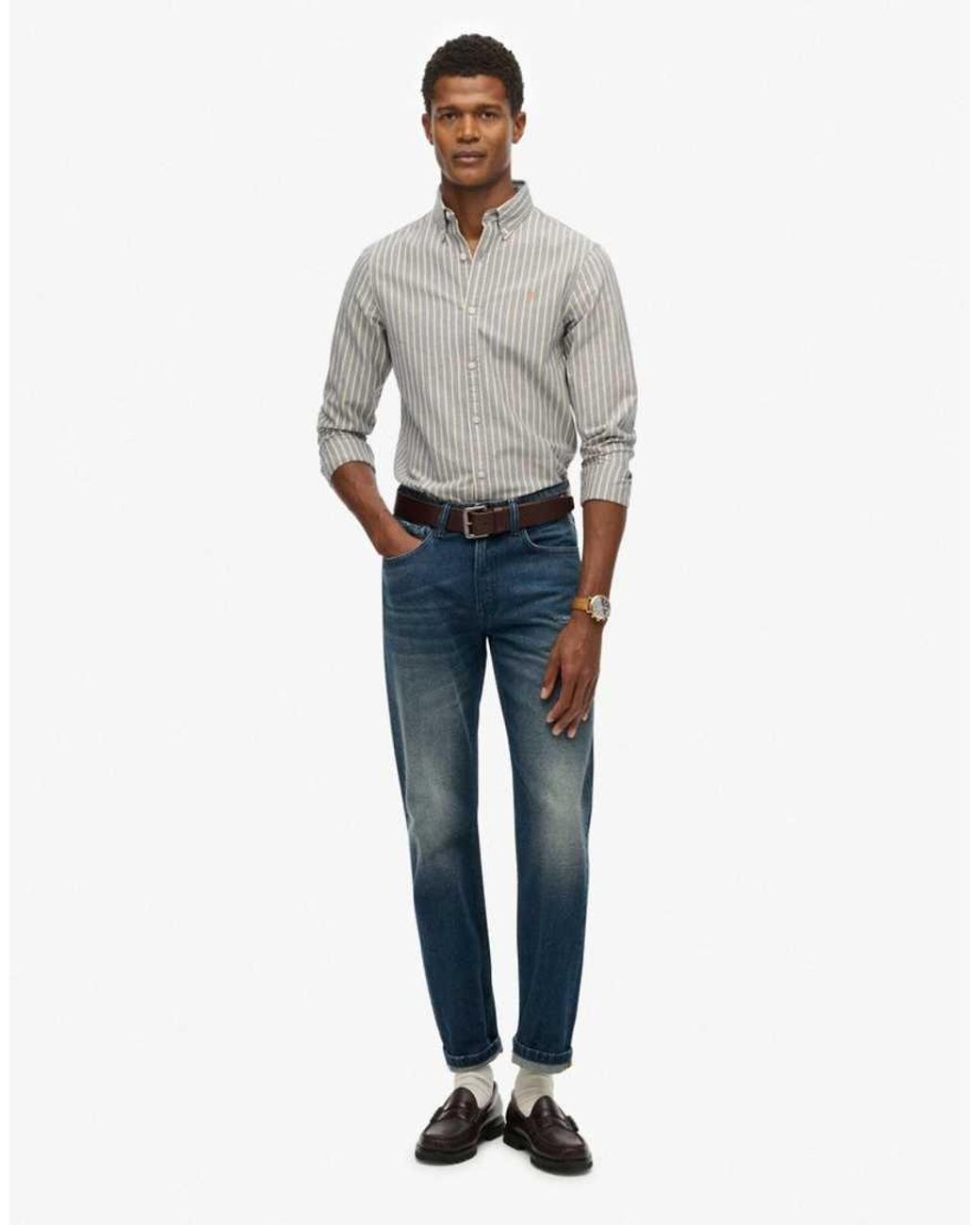 Superdry Blue Classic Oxford Long Sleeve Shirt for men