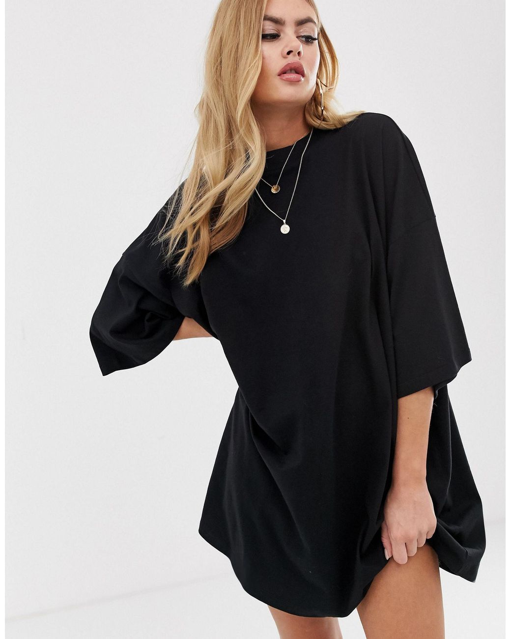 ASOS Oversized Tshirt Dress in Black Lyst
