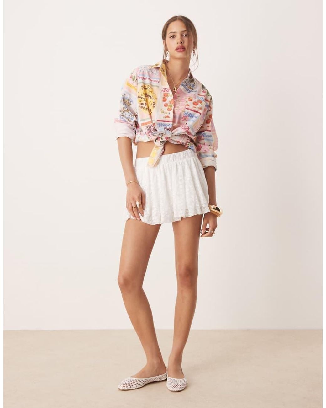 Miss Selfridge White Lace Bubble Mini Skirt