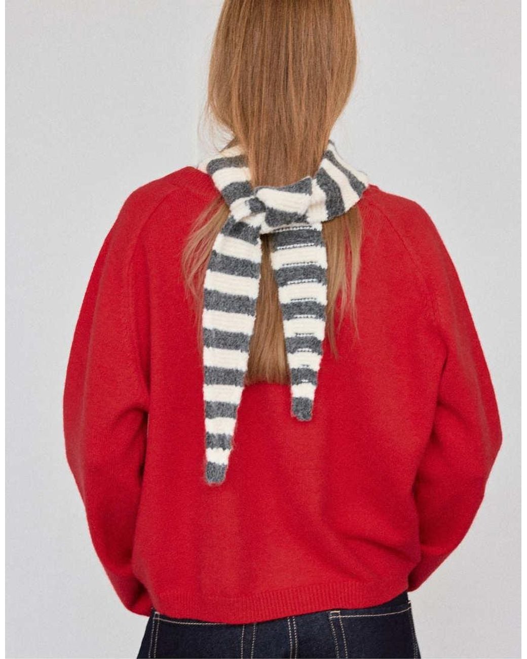 Stradivarius Red Basic V-neck Knit Jumper