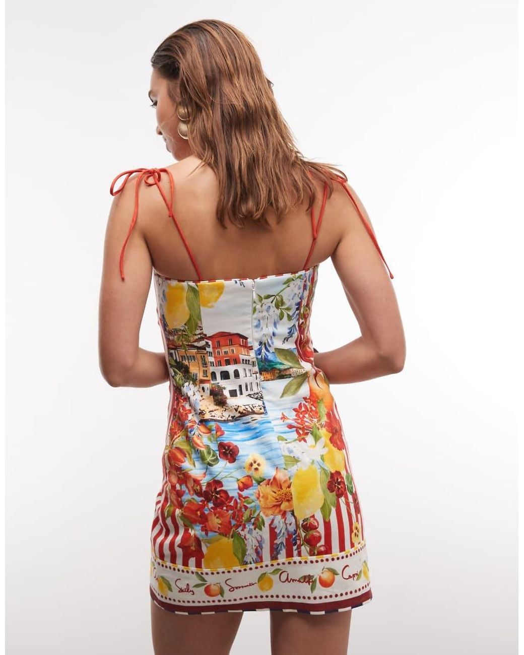 Forever New Red Linen Blend Tie Cami Mini Dress