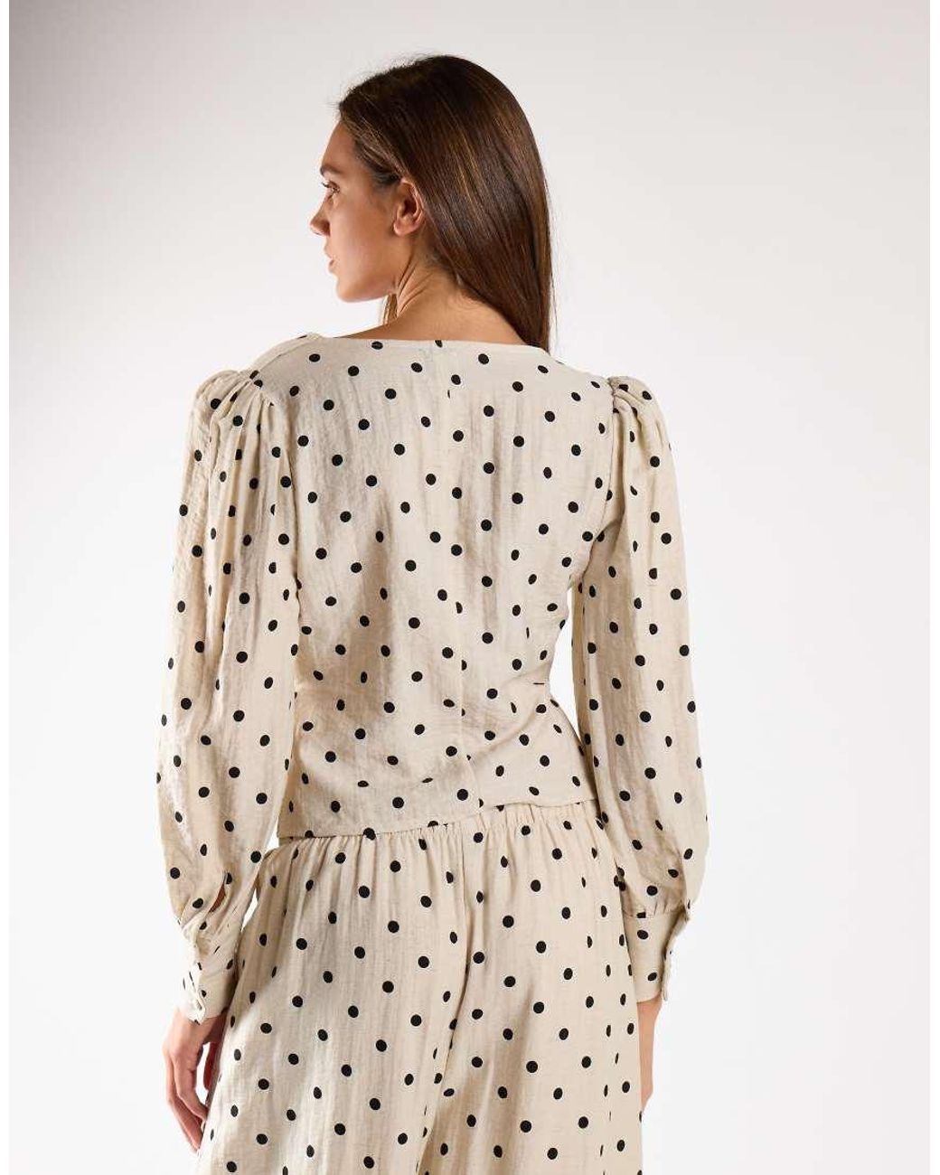 NARRATED Natural Button Front Blouse