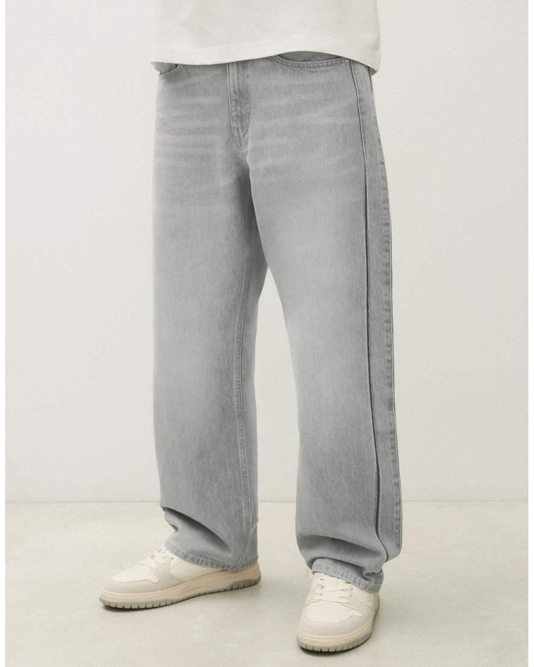 Bershka White Loose Fit Jeans for men