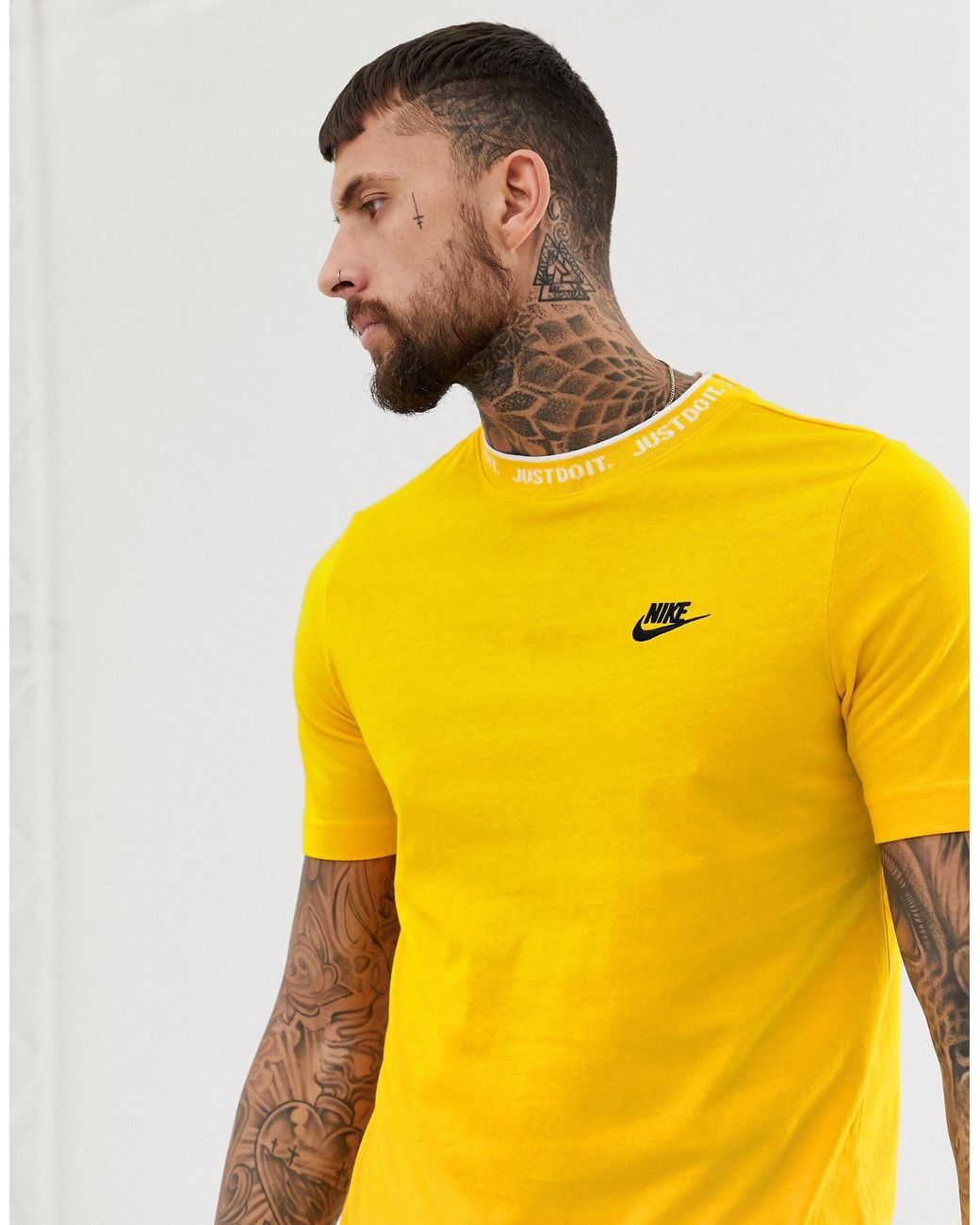 Nike Cotton Just Do It Logo T-shirt in Yellow for Men | Lyst