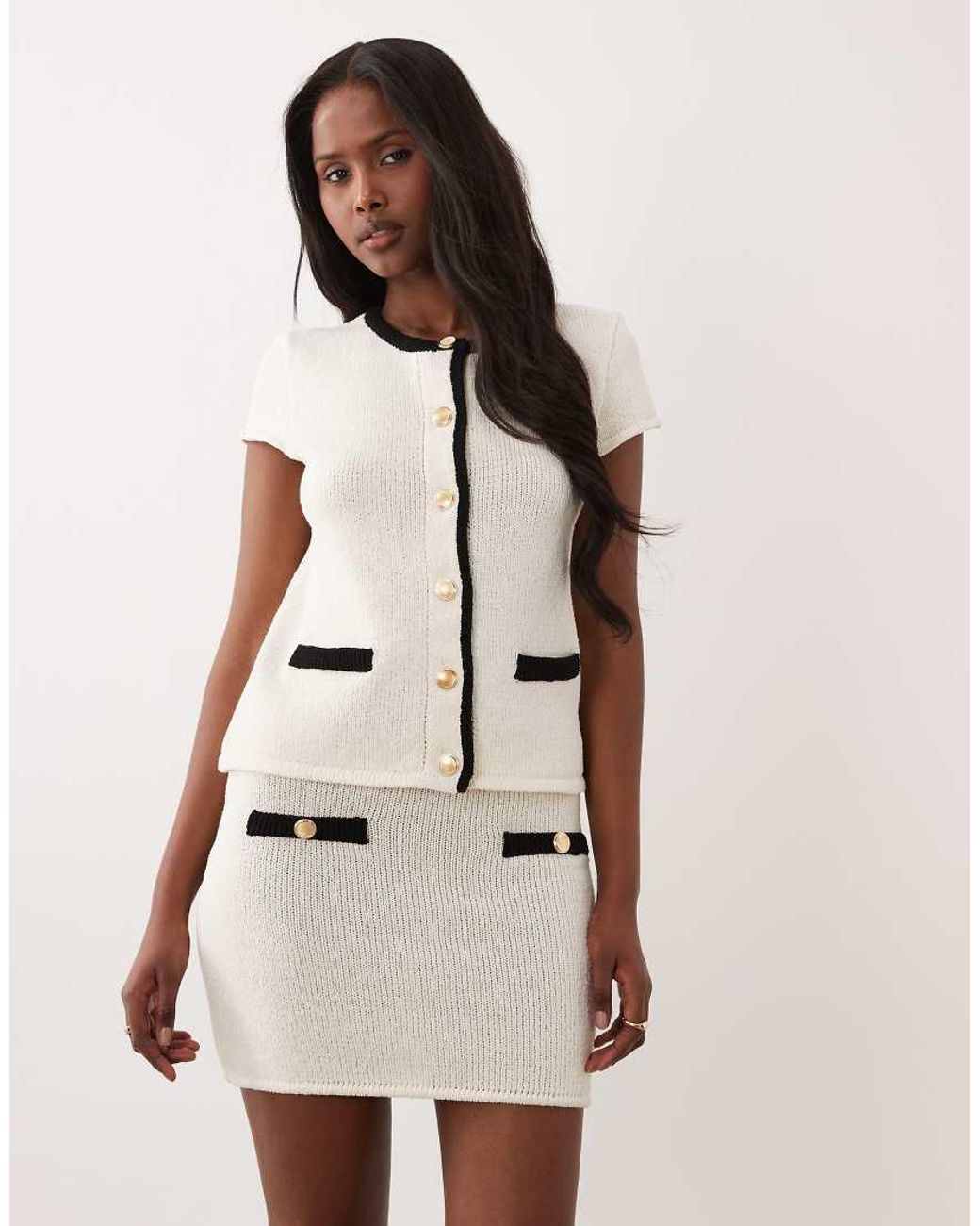 ASOS Natural Knitted Boucle Mini Skirt Co-ord