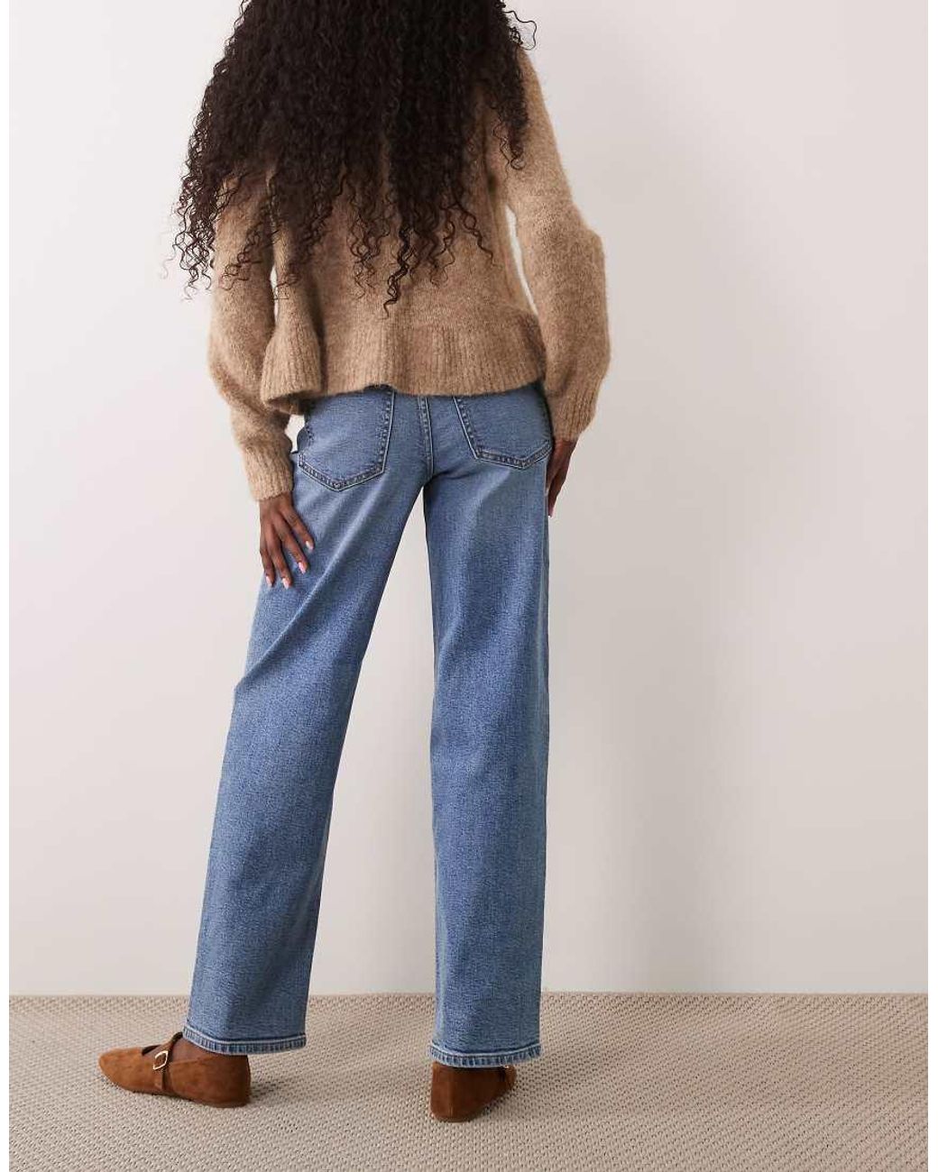 Miss Selfridge Blue Mid Rise Straight Leg Jeans
