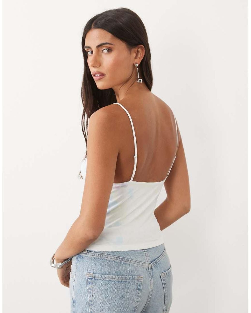 Tiger Mist Blue Fenella Sequin Trim Plunge Cami Top