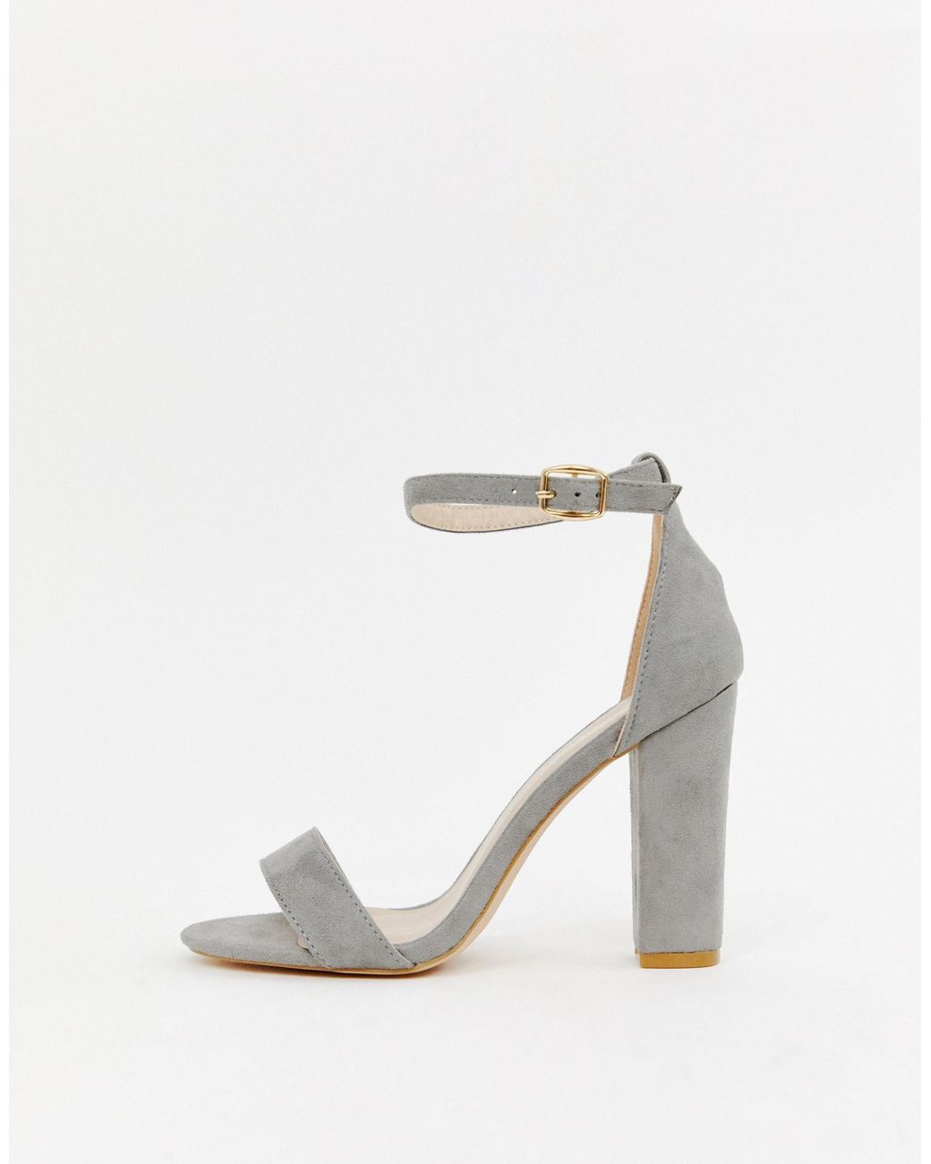 Glamorous Barely There Grey Block Heeled Sandals in Gray Lyst