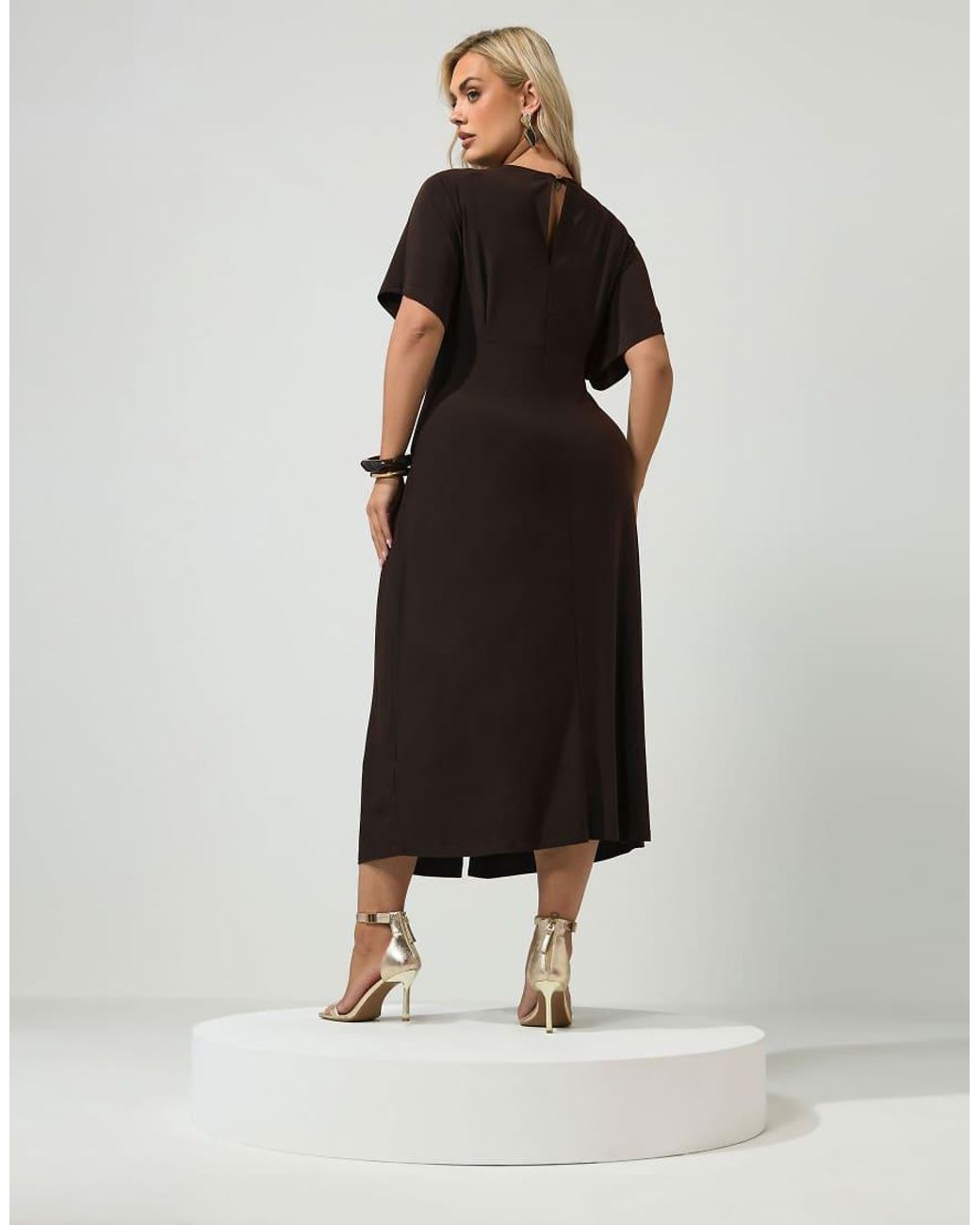 Yours Clothing Brown Knot Front Maxi Dress