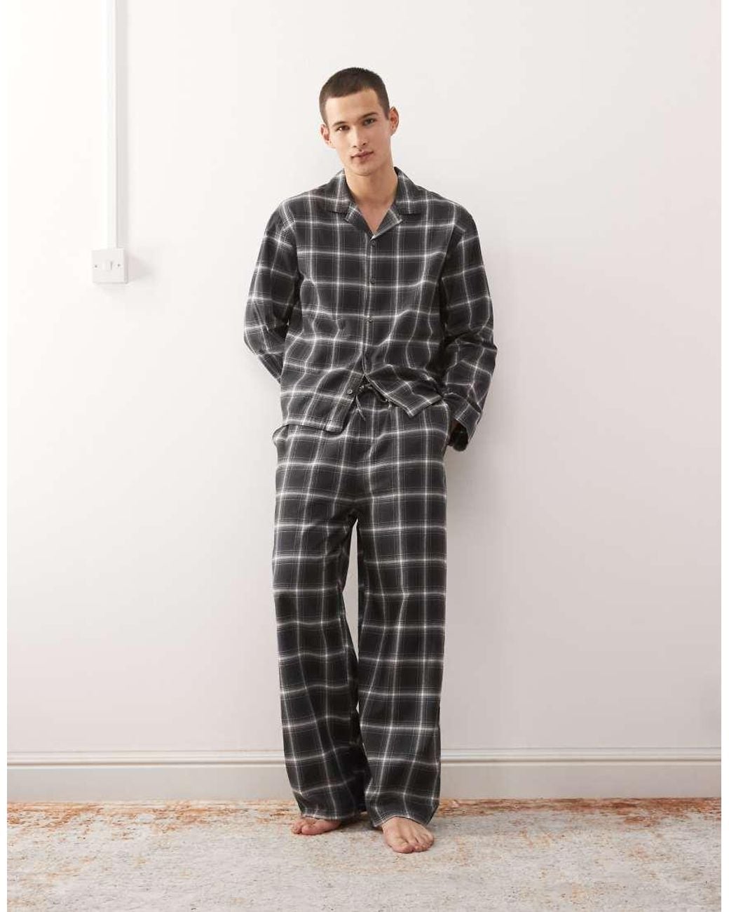 Weekday Black Co-ord Lounge Flannel Trouser Pyjamas for men