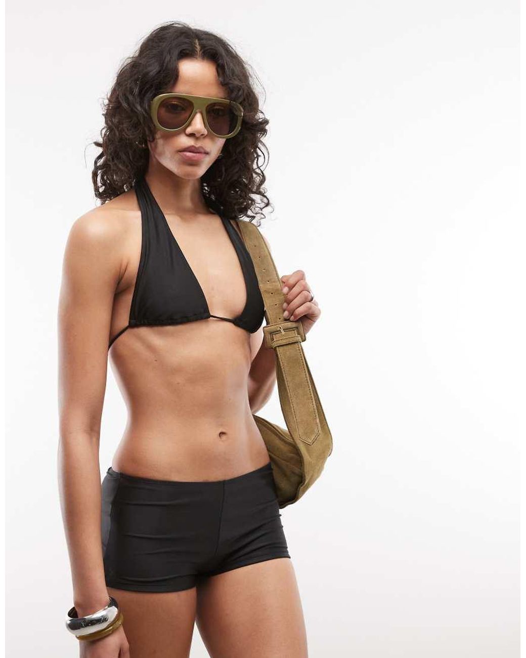 Collusion Gray High Apex Triangle Bikini Top