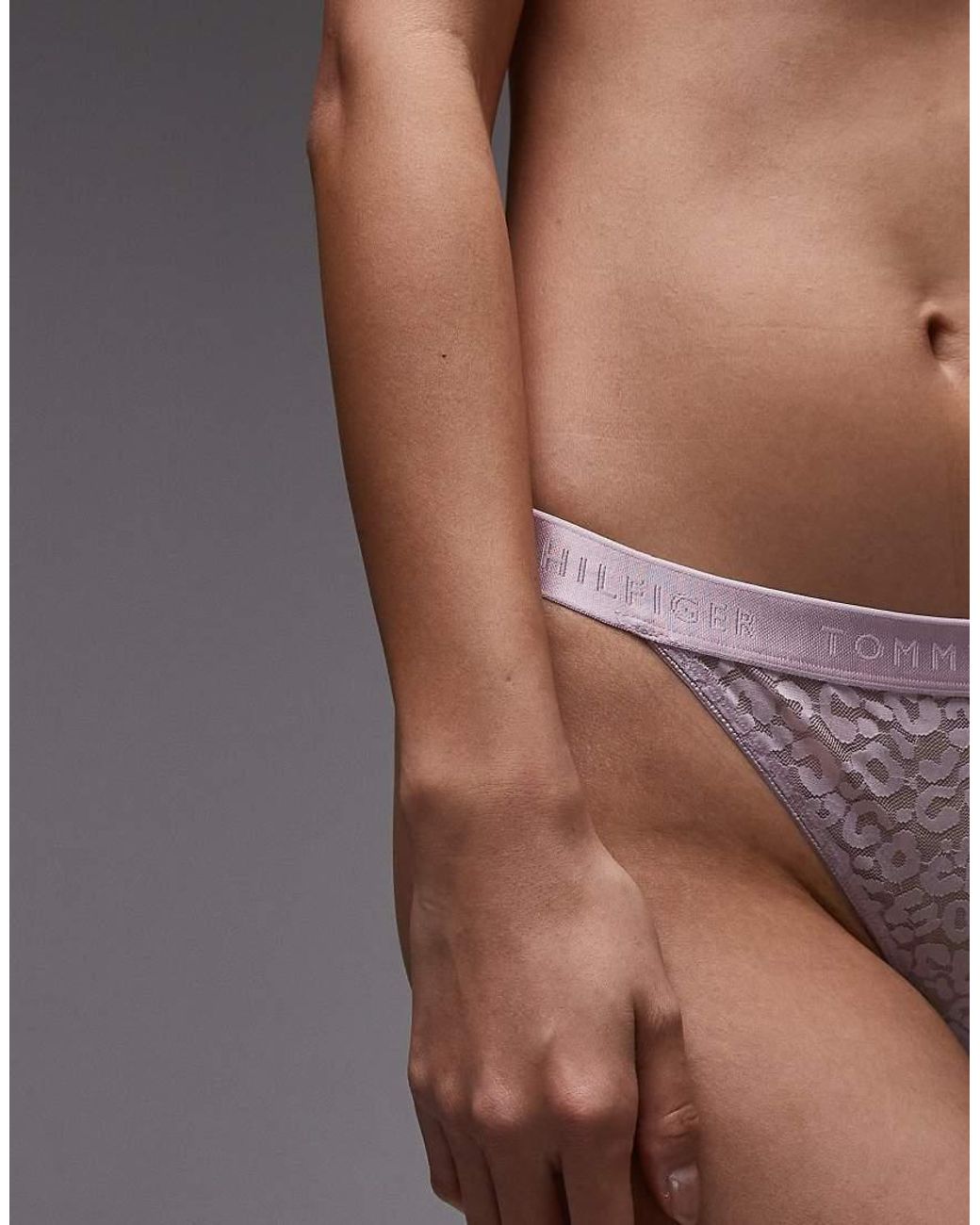 Tommy Hilfiger Brown Modern Lace Tanga Thong