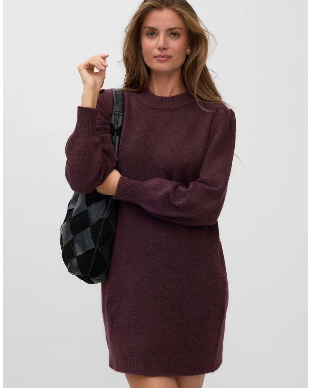 Vero Moda Multicolor Besti Ribbed Crew Neck Long Sleeve Mini Dress