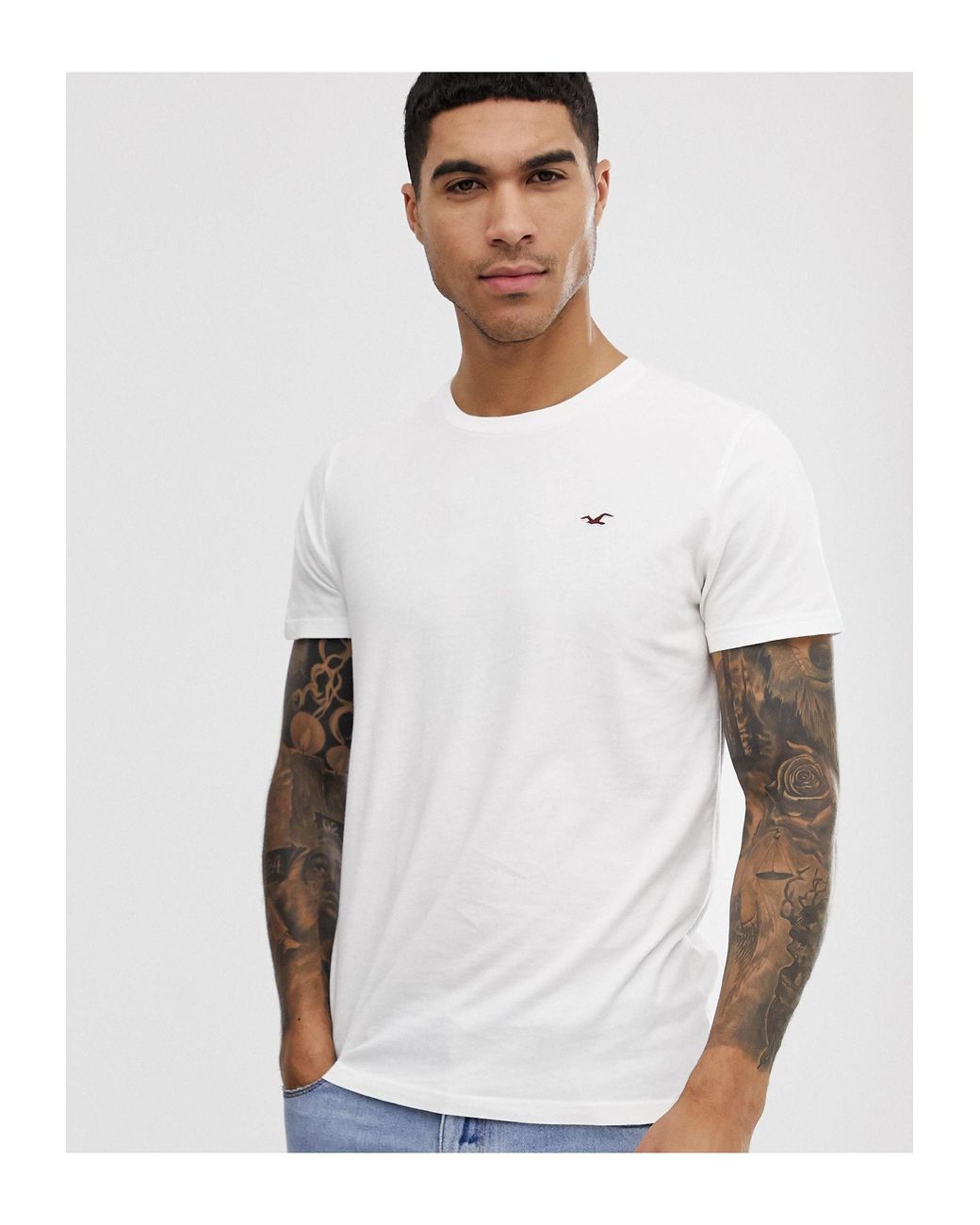molester Havslug Årvågenhed Hollister Crew Neck Seagull Logo T-shirt in White for Men | Lyst