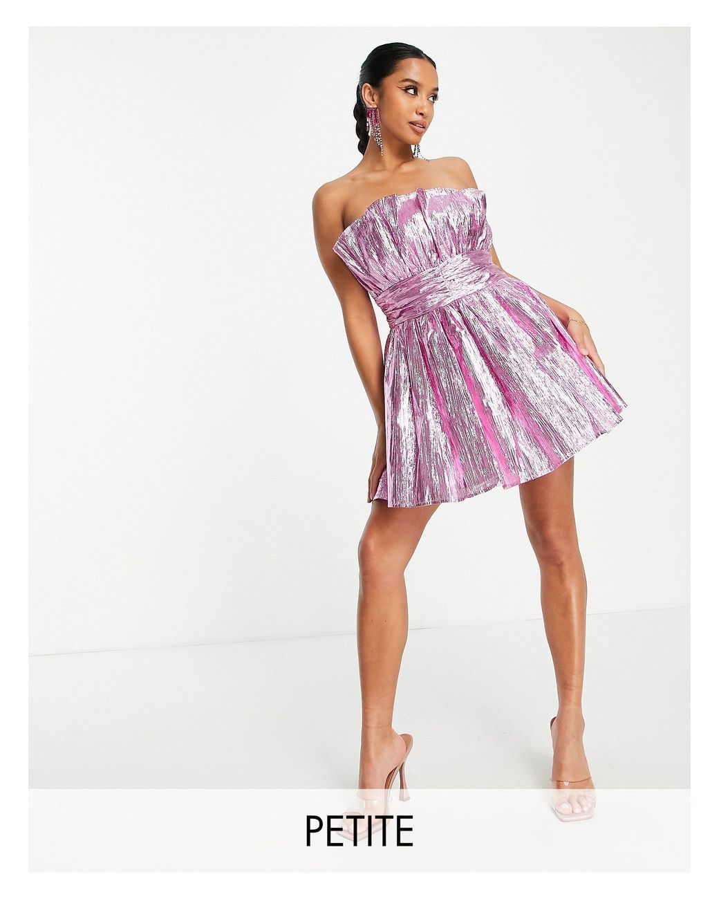 Exclusivité - robe courte froncée à la taille coupe bandeau - rose  métallisé clair Collective The Label en coloris Violet | Lyst