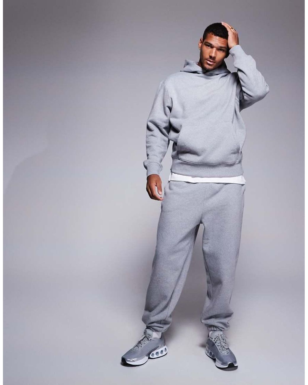 ASOS Blue Premium Heavyweight Cuffed Joggers 400Gsm for men