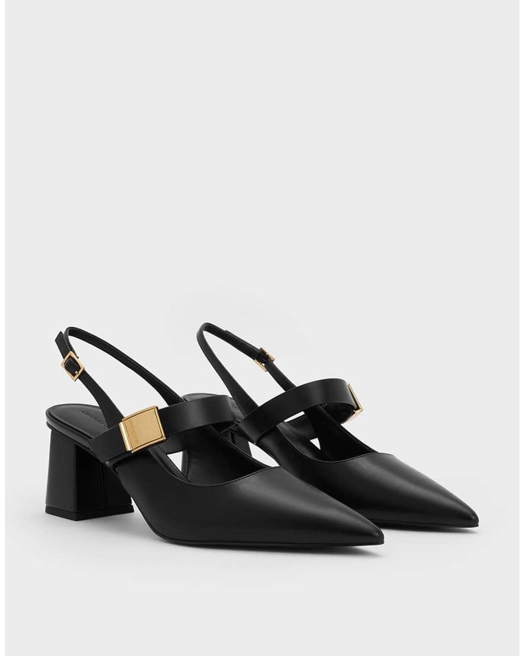 Charles & Keith Black Yvette Mary Jane Slingback Pumps