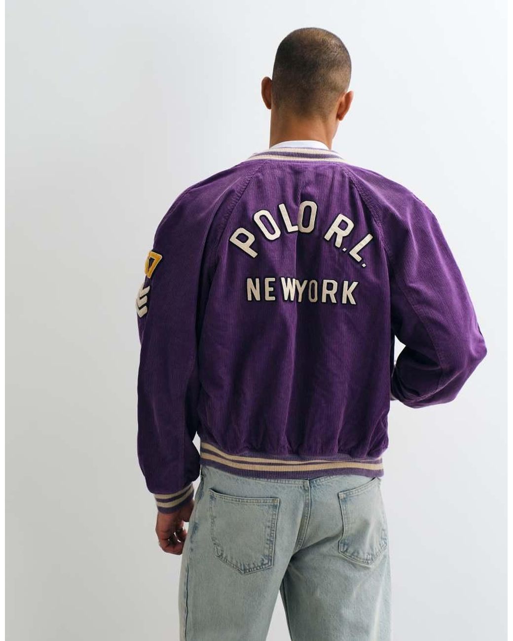 Polo Ralph Lauren Purple Back Print Corduroy Bomber Jacket for men