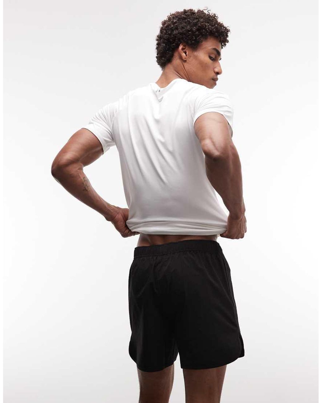 4505 White Quick Dry Seersucker 13cm Tennis Shorts With Zip Pockets for men