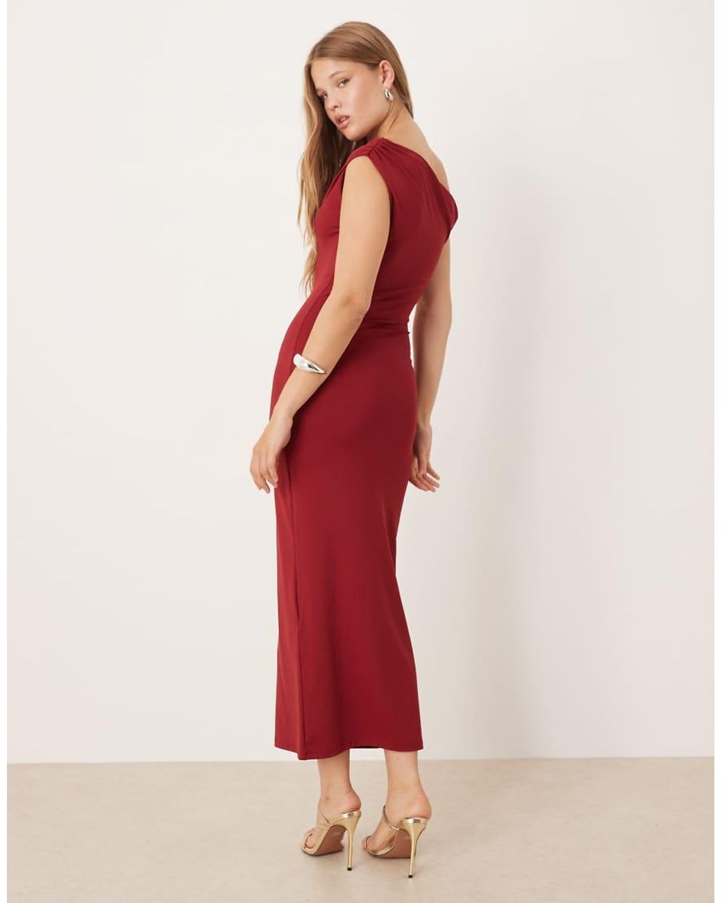 Gina Tricot Red Soft Twist Asymmetric Maxi Dress