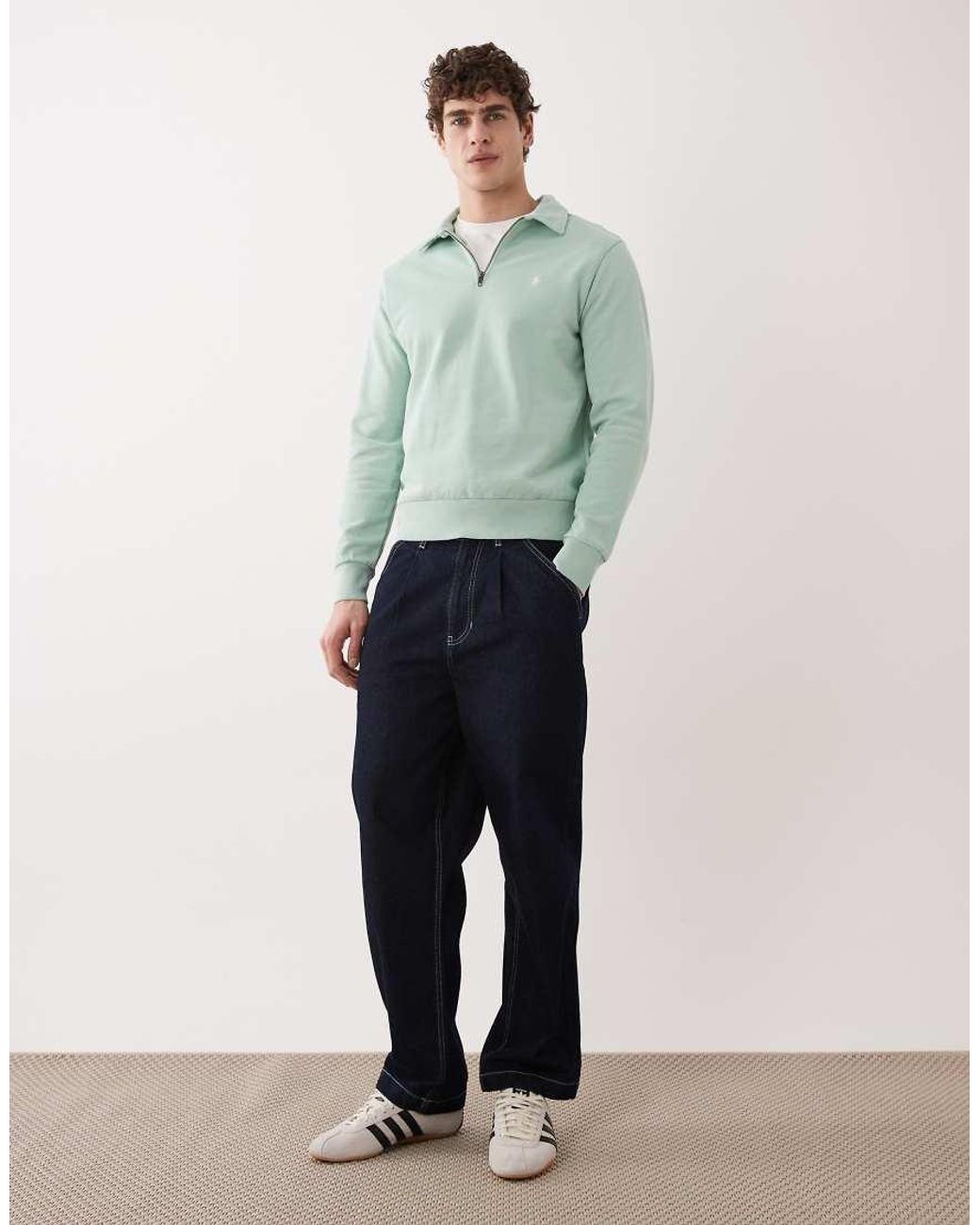 Polo Ralph Lauren Green Icon Logo Cotton Knit Half Zip Jumper for men