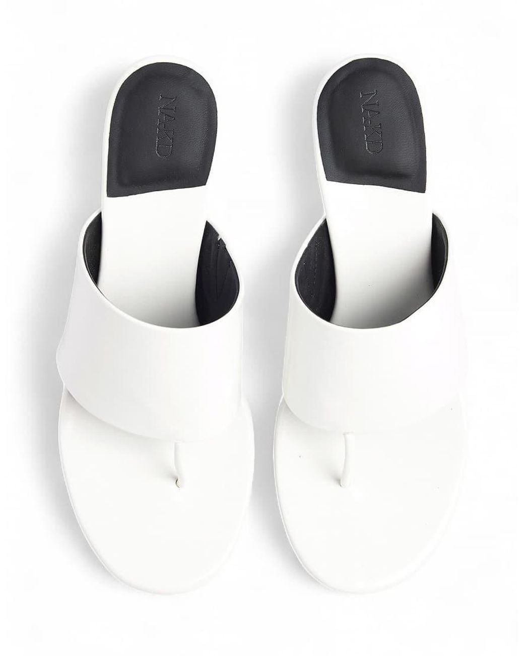 NA-KD White Wide Strap Heels