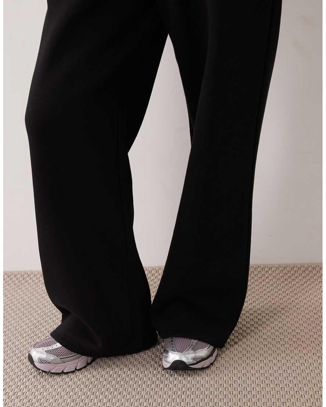 Kaiia Black Cotton Rich Logo Detail Button Wide Leg joggers Co-ord