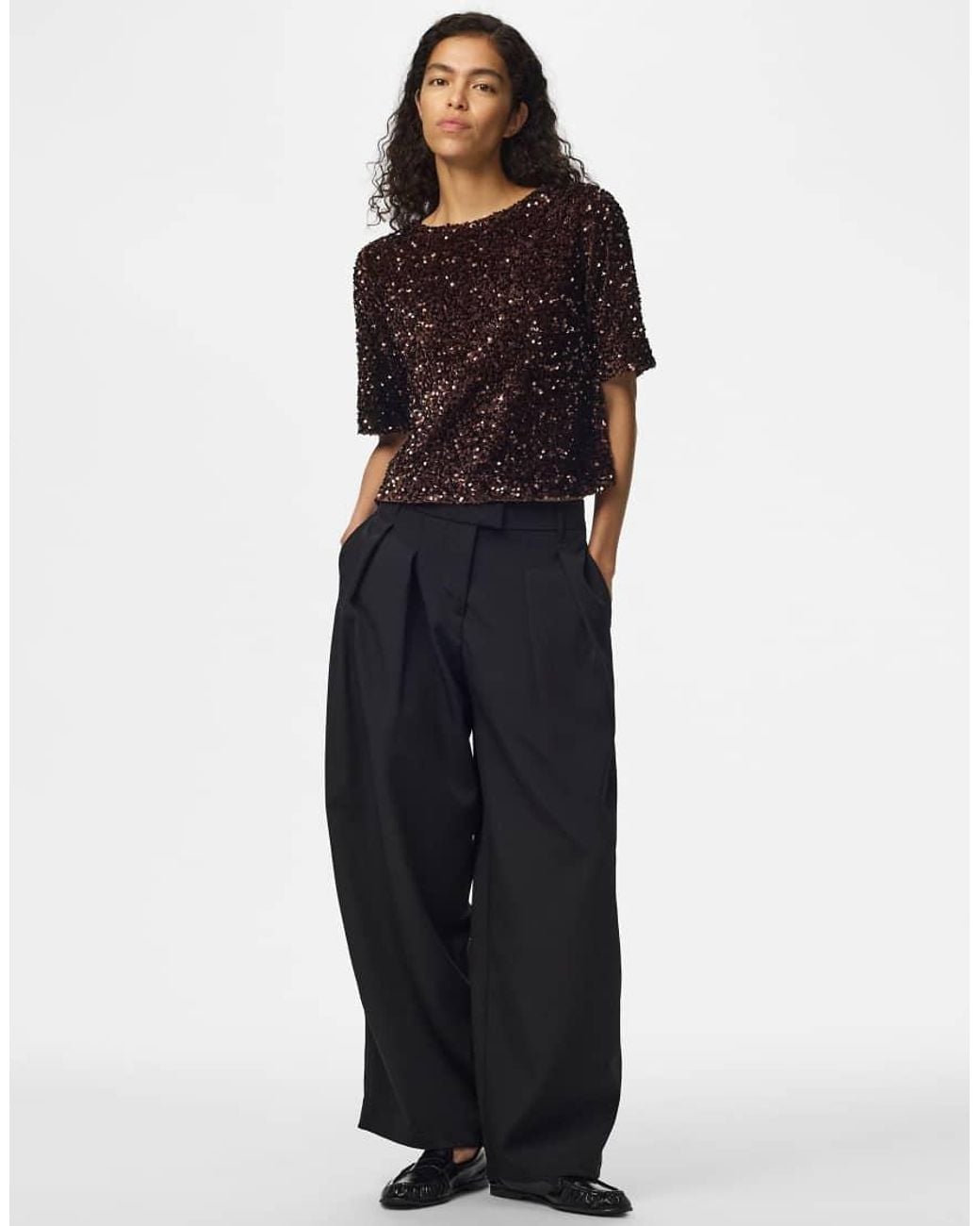 Pieces Black Short Sleeved Top